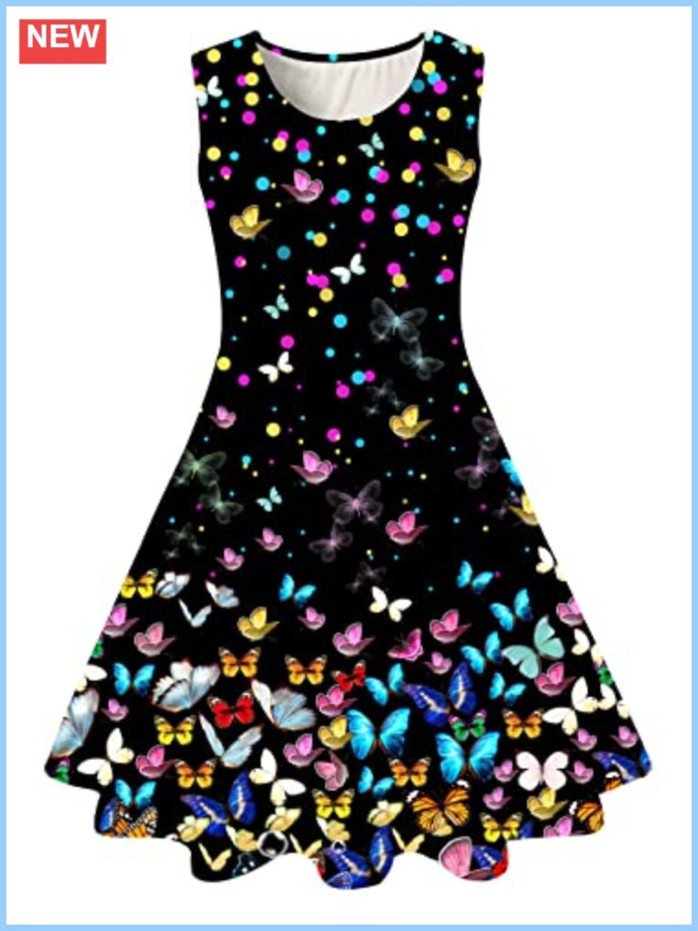 Girls Sleeveless Floral Sundress Casual A-Line Polyester 4-15 Years